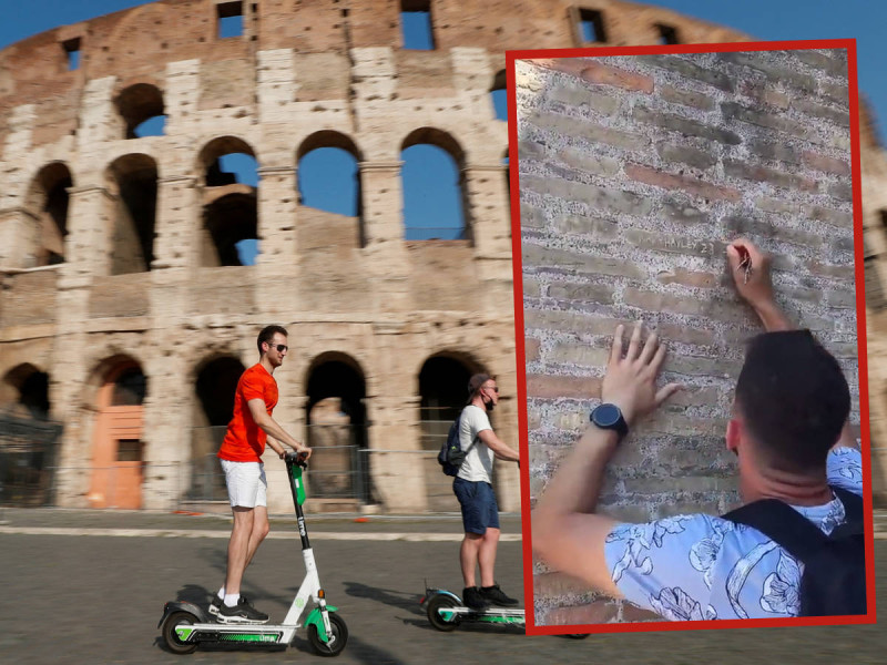 Turistas rayan sus nombres en una pared del Coliseo Romano; genera indignación en Italia