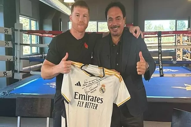 ¡Merengue con Canela! Hugó Sánchez se metió al ring con Canelo Álvarez