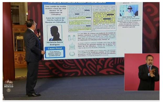 Exponen a jueza Hortencia García en la «Mañanera» por liberación de César D.