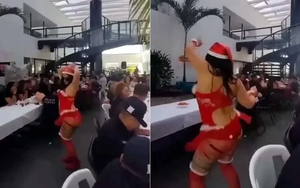 Festejan policías en Veracruz… ¡con bailarina exótica!
